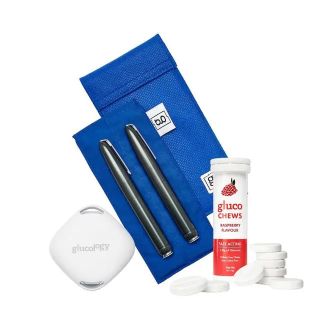 Glucology Insulin Cooling Bundle (Pen Pouch/ 1x 10 Glucochews - Raspberry/ Temperature Sensor) 2 Pen Pouch - Blue
