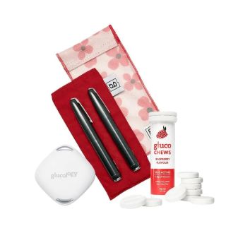 Glucology Insulin Cooling Bundle (Pen Pouch/ 1x 10 Glucochews - Raspberry/ Temperature Sensor) 2 Pen Pouch - Floral