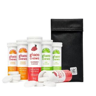 Glucology 2 Pen Cooling Pouch + 6 tubes Fast Acting Glucochews 2 Pen Cooling Pouch (Black) + 6 tubes Fast Acting Glucochews - Mixed (6x10)