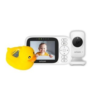 Oricom SC340 3.2? Video Baby Monitor with Digital Pan Tilt and Zoom and 02SD Duck Digital Bath and Room Thermometer Bundle 1pk
