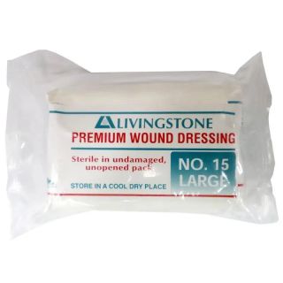 Livingstone Wound Dressing Bandage 15 Large Pad Sterile 17 x 8cm 12 Pieces/Pack