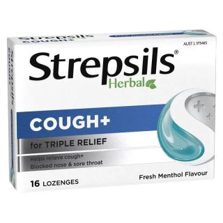 Strepsils Herbal Cough Lozenges Fresh Menthol 16 Pack