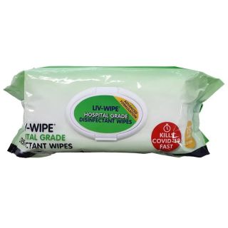 Liv-Wipe Hospital Grade Sanitiser Disinfectant Wipes 22 x 28cm 200 Pack