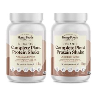 Hemp Foods Australia Complete Plant Protein Shake Chocolate Bundle 1kg Tubs Twin Pack