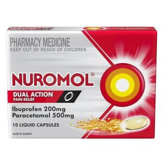 Nuromol Strong Pain Relief Liquid Capsules 200mg Ibuprofen/500mg Paracetamol 10 pack