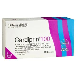 Cardiprin Blood Clotting Reduction Tablets 100mg Aspirin 180 Pack