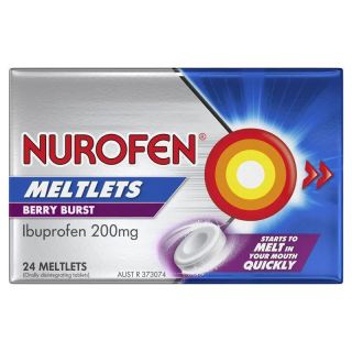 Nurofen Meltlets Pain Relief Berry Burst 200mg Ibuprofen 24 Pack
