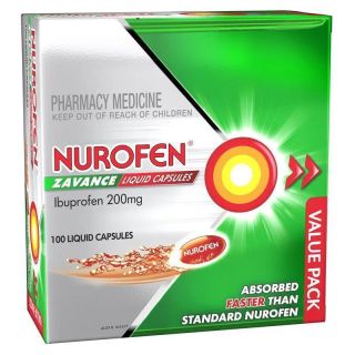 Nurofen Zavance Fast Pain Relief Liquid Capsules 200mg Ibuprofen 100 Pack