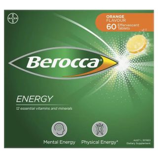 Berocca Energy Orange 60 Effervescent Tablets Exclusive Size