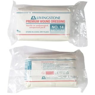 Livingstone Premium Wound Dressing Bandage 14 Sterile 12 x 4cm Pad 12 Pieces/Pack