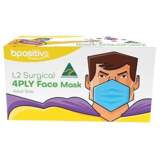 bpositive Non-Sterile Surgical Mask L2 Ear Loop 4 Layers 2Pack