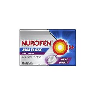Nurofen Meltlets Pain Relief Berry Burst 200mg Ibuprofen 24 Pack