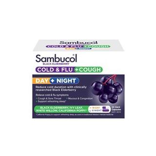 Sambucol Cold & Flu + Cough Day & Night 24 Capsules