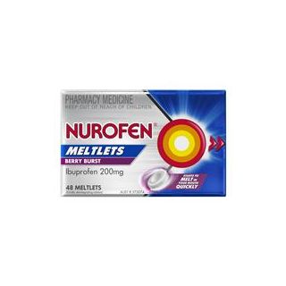 Nurofen Meltlets Pain Relief Berry Burst 200mg Ibuprofen 48 Pack
