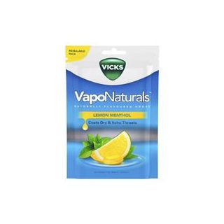 Vicks VapoNaturals Lemon Menthol Throat Lozenges 19 Naturally Flavoured Drops 70g Resealable Bag