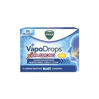 Vicks VapoDrops + Cough Xtra Strong Lemon Menthol Blast 16 Lozenges