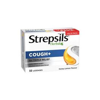 Strepsils Herbal Cough Lozenges Honey Lemon 32 Pack