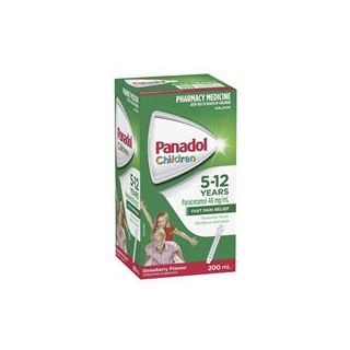 Panadol Children 5-12 Years Suspension Fever & Pain Relief Strawberry Flavour 200mL