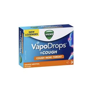 Vicks VapoDrops + Cough Orange Menthol 36 Lozenges