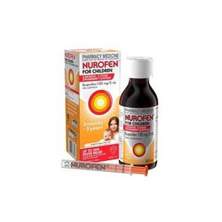 Nurofen For Children 5-12yrs Pain and Fever Relief Concentrated Liquid 200mg/5mL Ibuprofen Strawberry 200mL