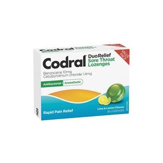 Codral Sore Throat Lozenges Antibacterial + Anaesthetic Lime & Lemon 36 Pack