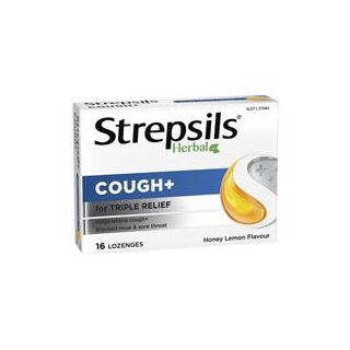 Strepsils Herbal Cough Lozenges Honey Lemon 16 Pack