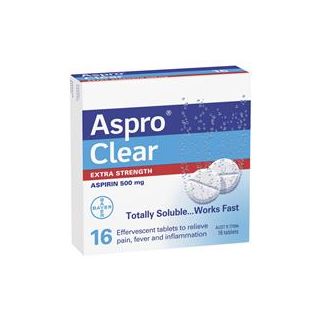 Aspro Clear Extra Strength Pain Relief 16 Soluble Tablets