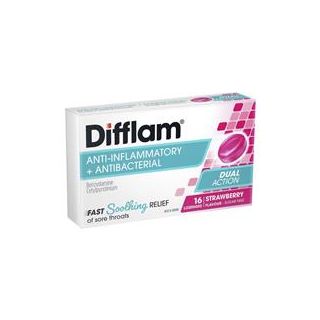 Difflam Sore Throat Sugar Free Strawberry 16 Lozenges