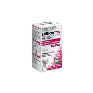 Difflam Plus Sore Throat & Mouth Solution Mint 200ml