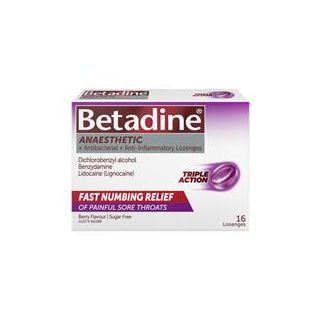 Betadine Sore Throat Anaesthetic Berry 16 Lozenges