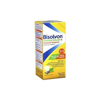 Bisolvon Cough Relief + Immune Support Cough Syrup for Kids + Adults - 200mL