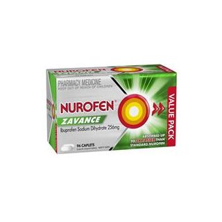 Nurofen Zavance Fast Pain Relief Caplets 256mg Ibuprofen 96 Pack