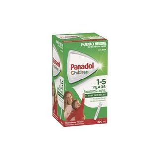 Panadol Children 1-5 Years Suspension Fever & Pain Relief Strawberry Flavour 200mL