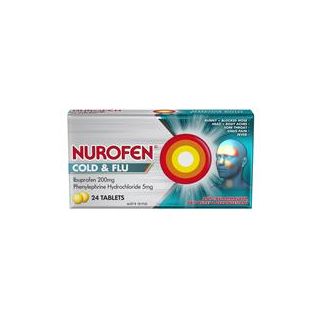 Nurofen Cold and Flu Multi-Symptom Relief Tablets 200mg Ibuprofen 24 pack