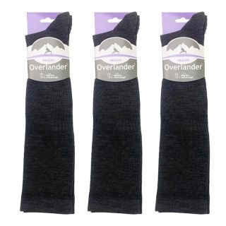Overlander Men's Merino Wool Health Compression Socks - 3 x 1 Pack - Charcoal Melange Size 6-10