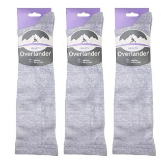 Overlander Men's Merino Wool Health Compression Socks - 3 x 1 Pack - Grey Melange Size 11-14