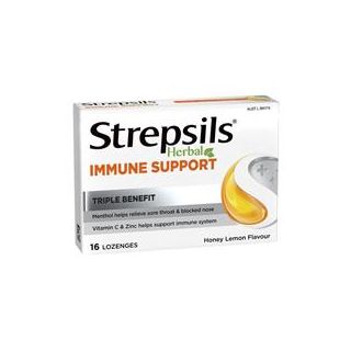Strepsils Herbal Immune Support Lozenges Honey Lemon 16 Pack