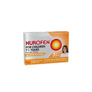 Nurofen For Children 7+ Pain and Fever Relief Chewable Capsules 100mg Ibuprofen Orange 12 pack