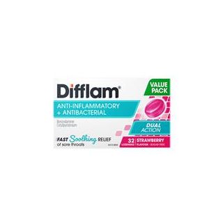 Difflam Dual Action Strawberry 32 Lozenges