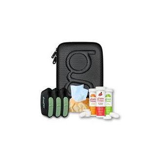 Glucology Black Plus Case + 3 Tubes of Fast Acting Glucochews + 3 Sharps Bins + 1 x 20 Pack Alcohol Free Wipes Bundle