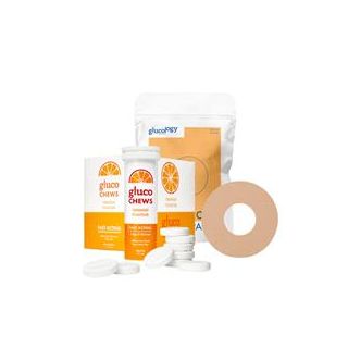 Glucology 25 Pack CGM Patches + 12 Tubes of Glucochews 25 Pack CGM Patches for Freestyle Libre (Beige) + 12 Tubes of Glucochews (Orange)