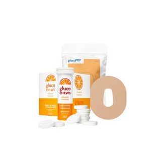 Glucology 25 Pack CGM Patches + 12 Tubes of Glucochews 25 Pack CGM Patches for Dexcom G6 (Beige) + 12 Tubes of Glucochews (Orange)