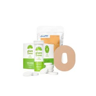 Glucology 25 Pack CGM Patches + 12 Tubes of Glucochews 25 Pack CGM Patches for Dexcom G6 (Beige) + 12 Tubes of Glucochews (Lime)