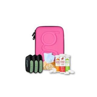 Glucology Pink Plus Case + 3 Tubes of Fast Acting Glucochews + 3 Sharps Bins + 1 x 20 Pack Alcohol Free Wipes Bundle